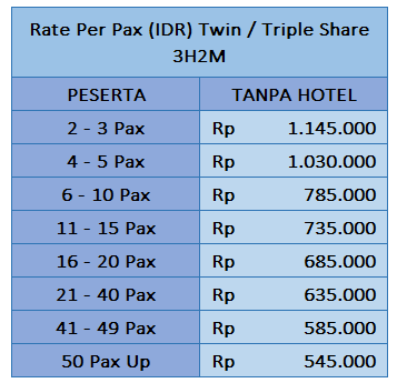 harga paket tour lombok 2 hari 1 malam